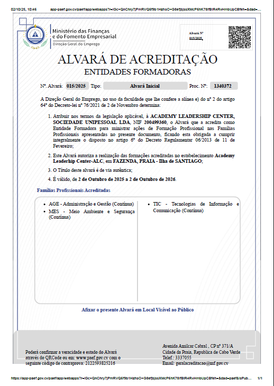 ALVARÁ DE ACREDITAÇÃO ENTIDADES FORMADORAS